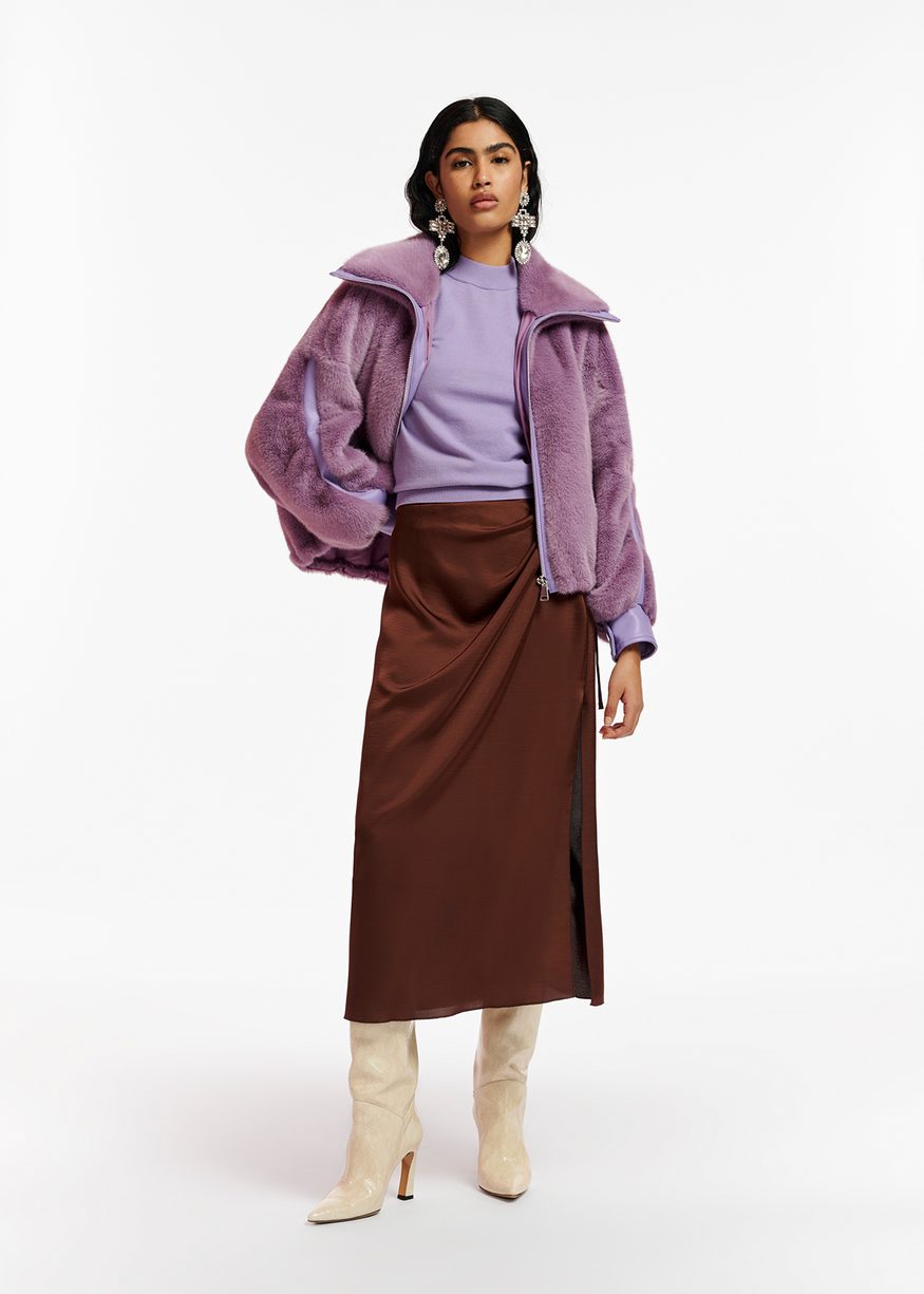 Essentiel Antwerp - Ellie - Brown Midi Wrap Skirt