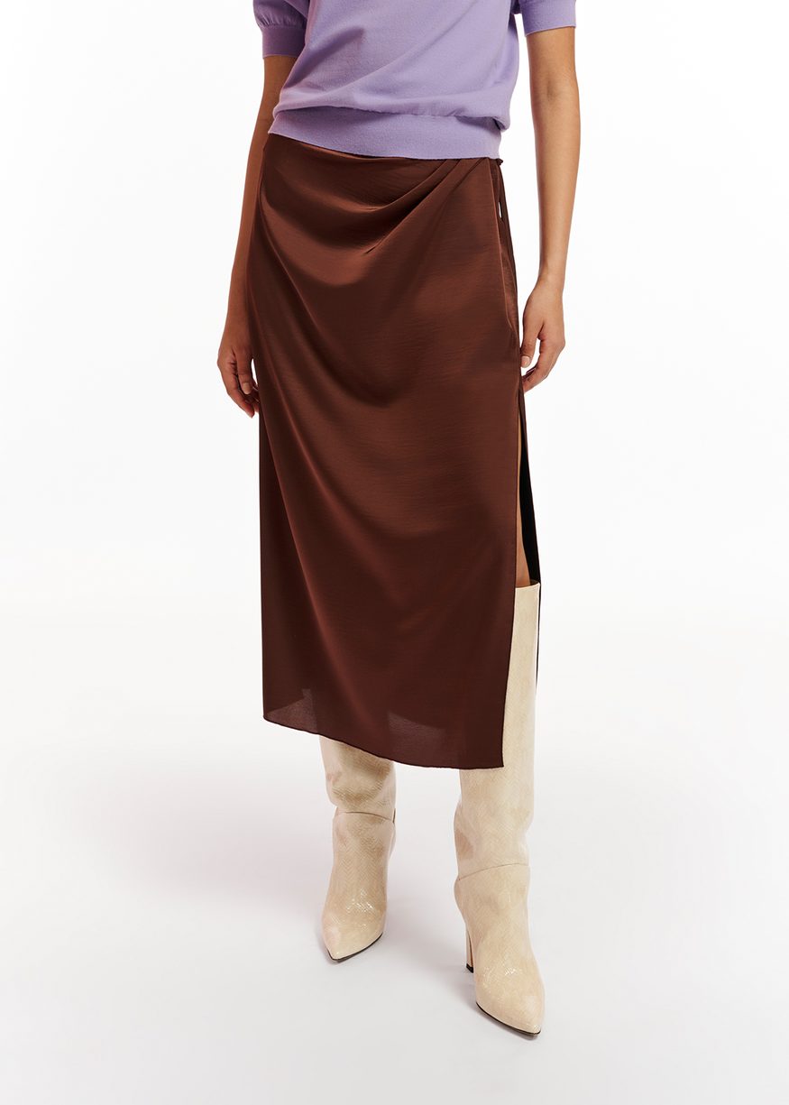 Essentiel Antwerp - Ellie - Brown Midi Wrap Skirt