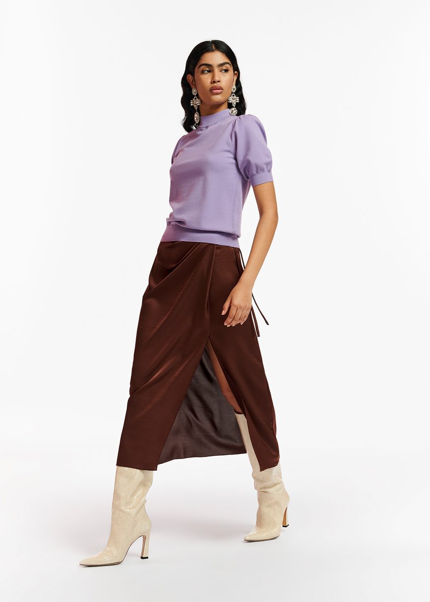 Essentiel Antwerp - Ellie - Brown Midi Wrap Skirt