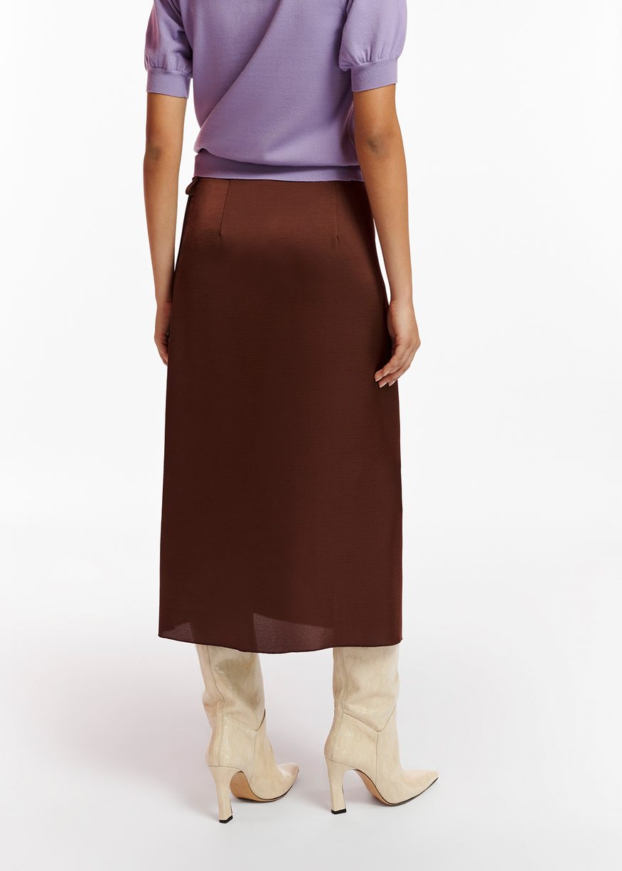 Essentiel Antwerp - Ellie - Brown Midi Wrap Skirt