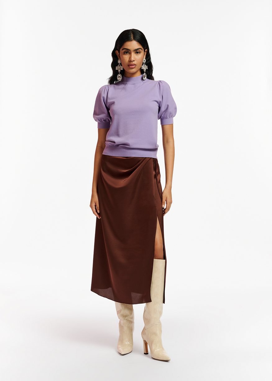 Essentiel Antwerp - Ellie - Brown Midi Wrap Skirt