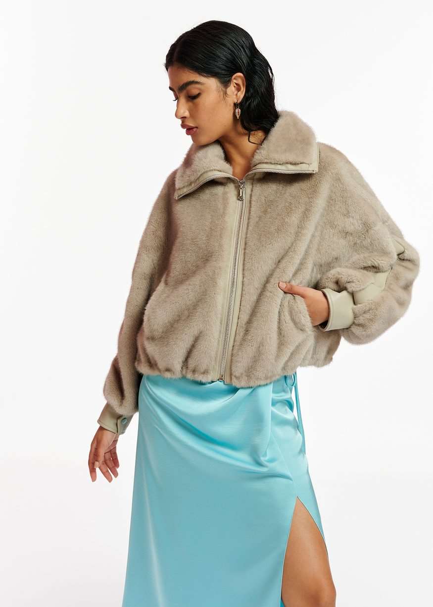 Essentiel Antwerp - Beige Faux Fur Jacket
