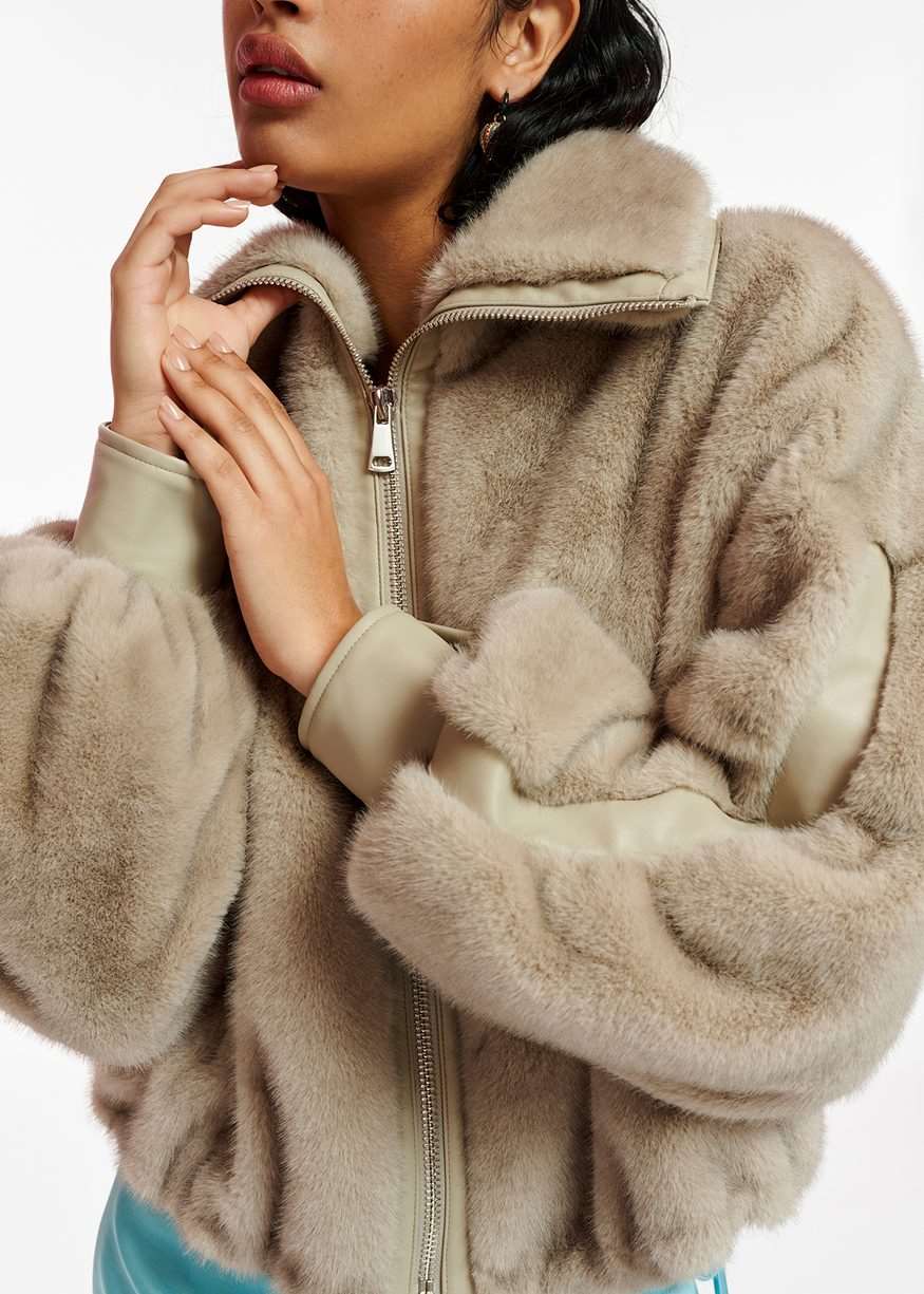 Essentiel Antwerp - Beige Faux Fur Jacket