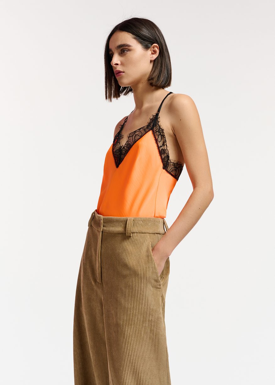 Essentiel Antwerp - Orange Lace Trimmed Camisole