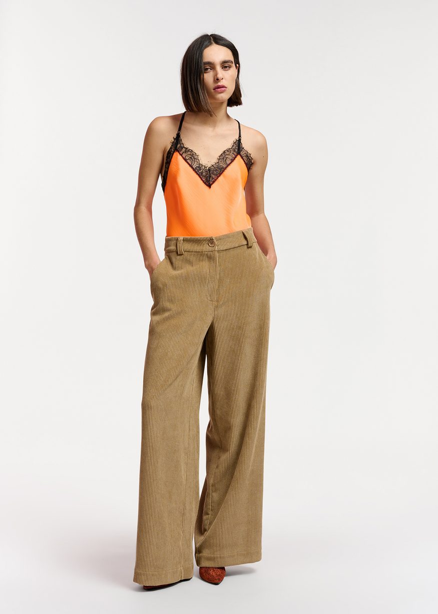 Essentiel Antwerp - Orange Lace Trimmed Camisole
