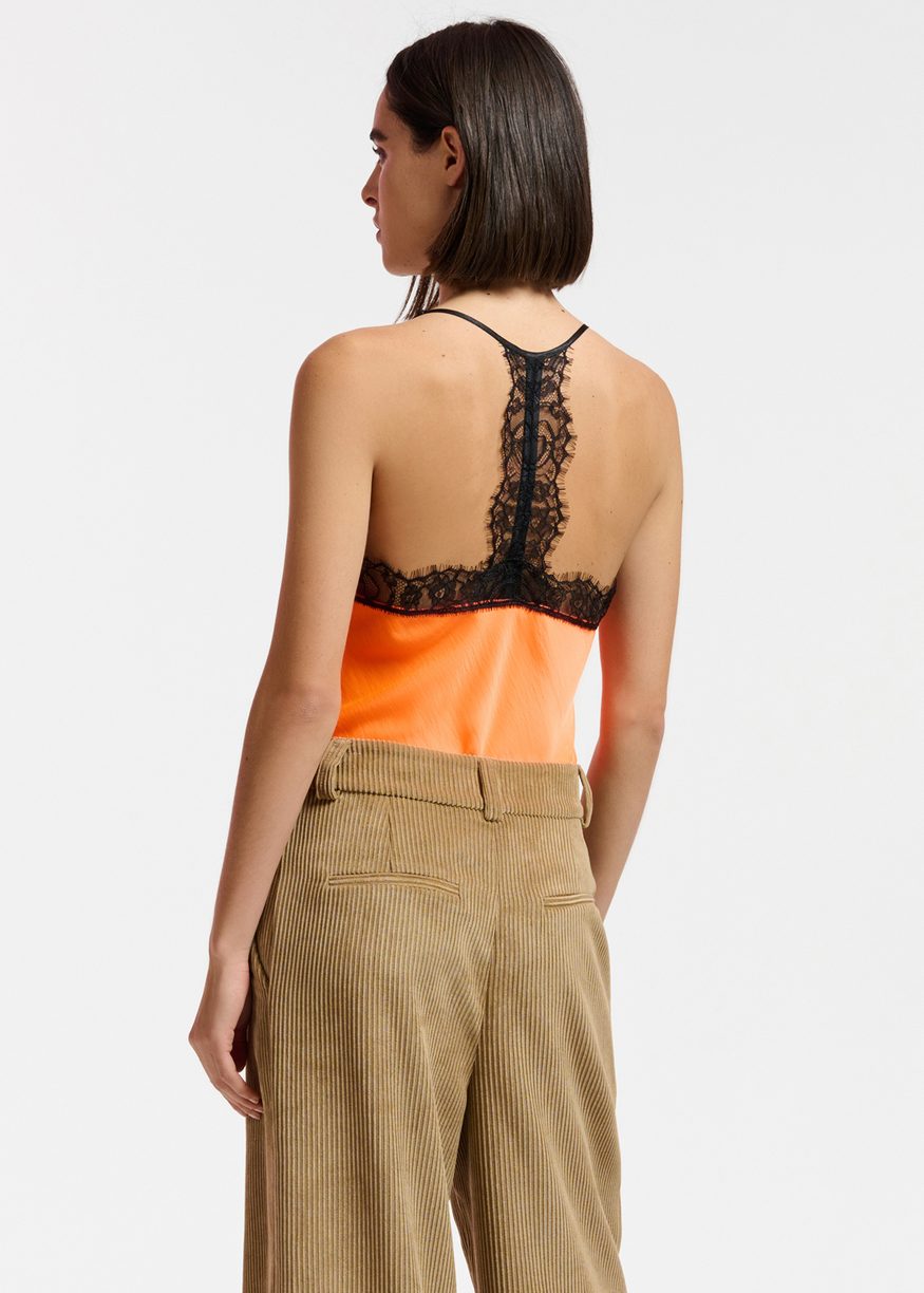 Essentiel Antwerp - Orange Lace Trimmed Camisole