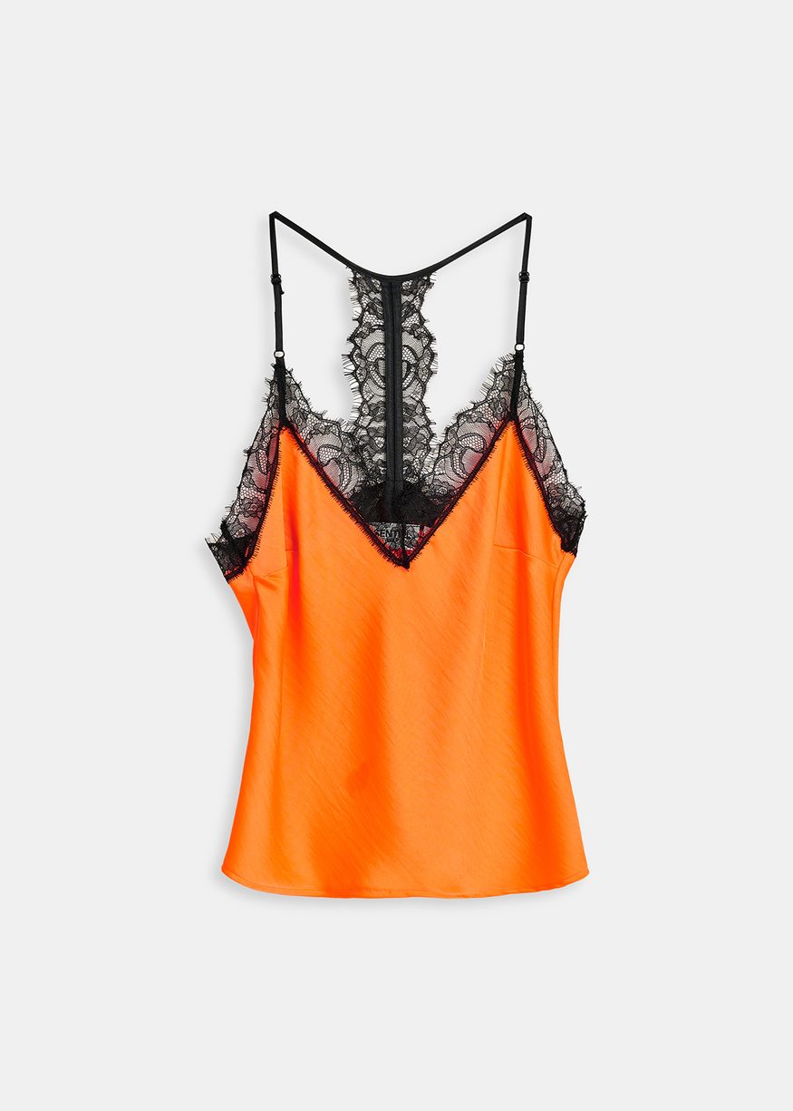 Essentiel Antwerp - Orange Lace Trimmed Camisole