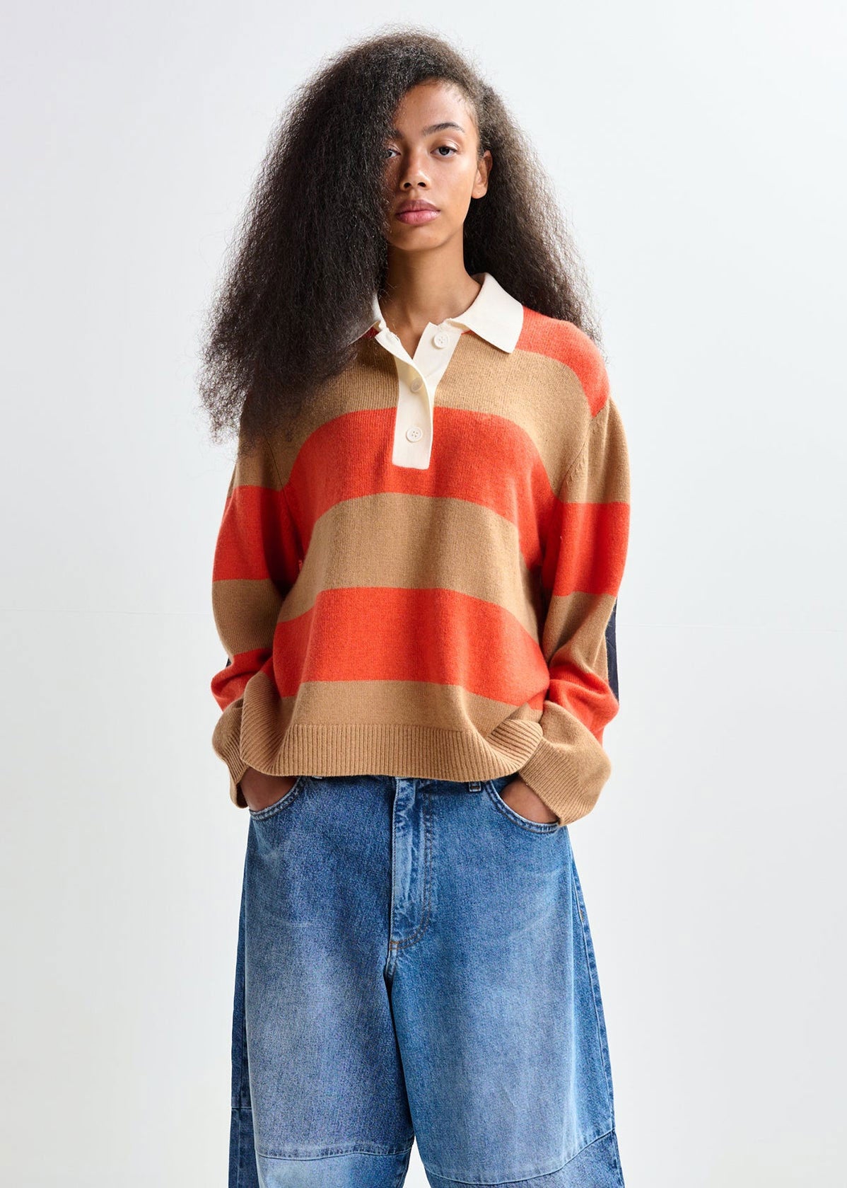 Essentiel Antwerp Jezebel Striped Polo - Orange