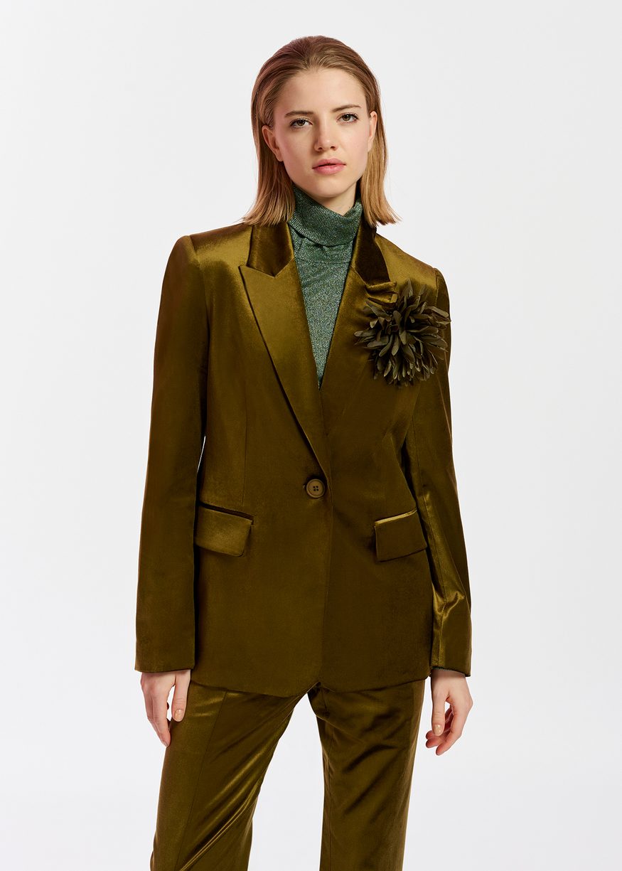 Essentiel Antwerp - Evelvet Fitted Blazer - Toy Soldier