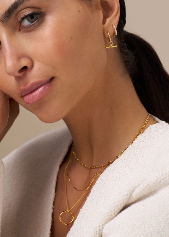 Orelia Dainty T-Bar Knot Hoop Earrings - Gold