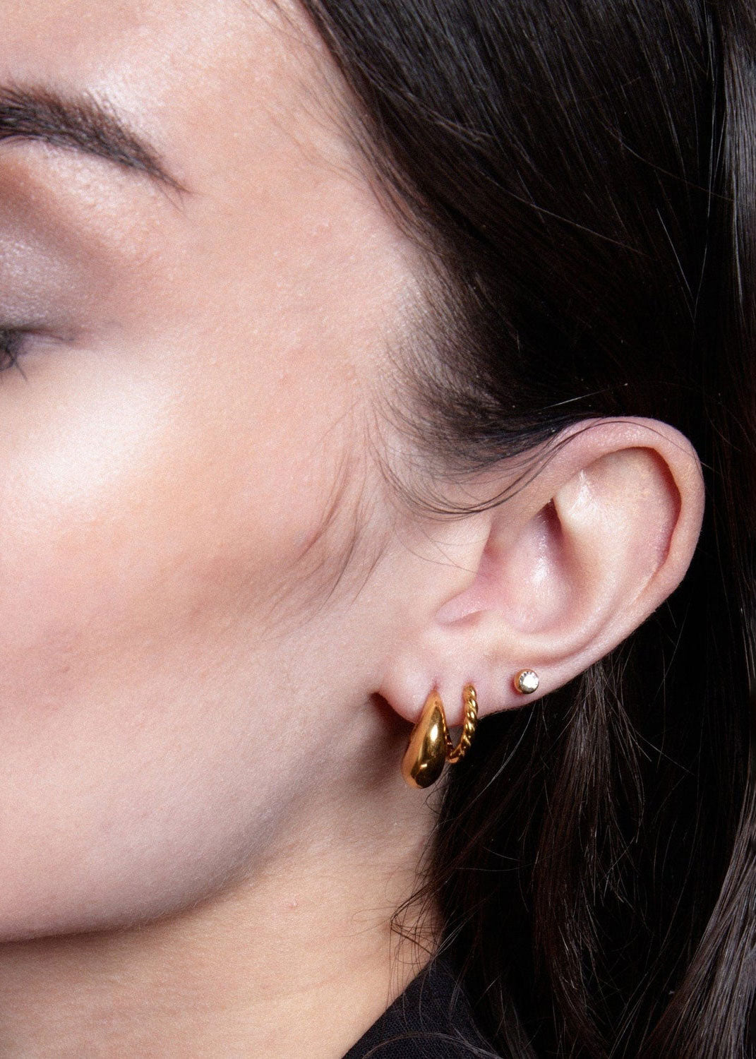 Orelia LUXE Tapered Dome Hoop Earrings - Gold
