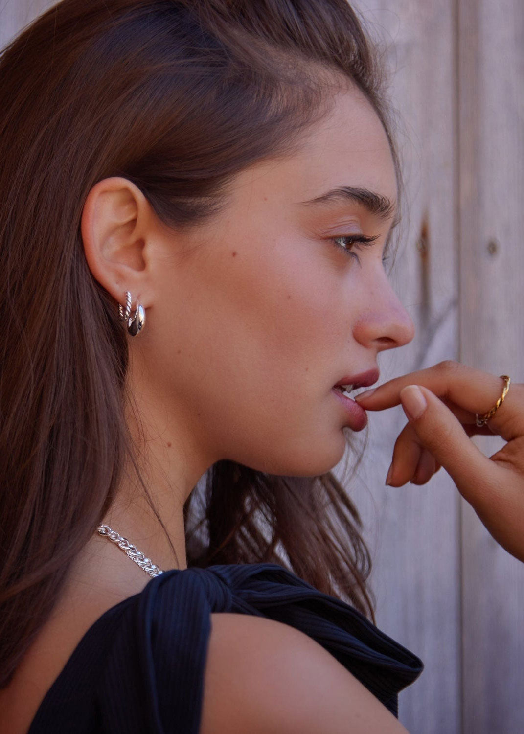 Orelia LUXE Tapered Dome Hoop Earrings - Silver