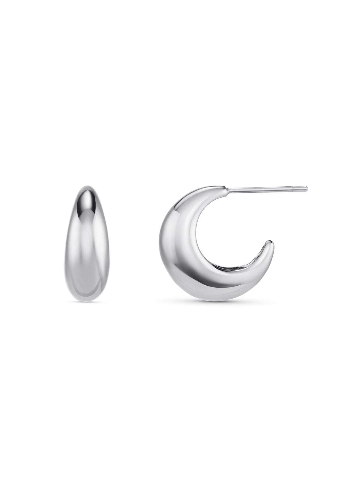 Orelia LUXE Tapered Dome Hoop Earrings - Silver