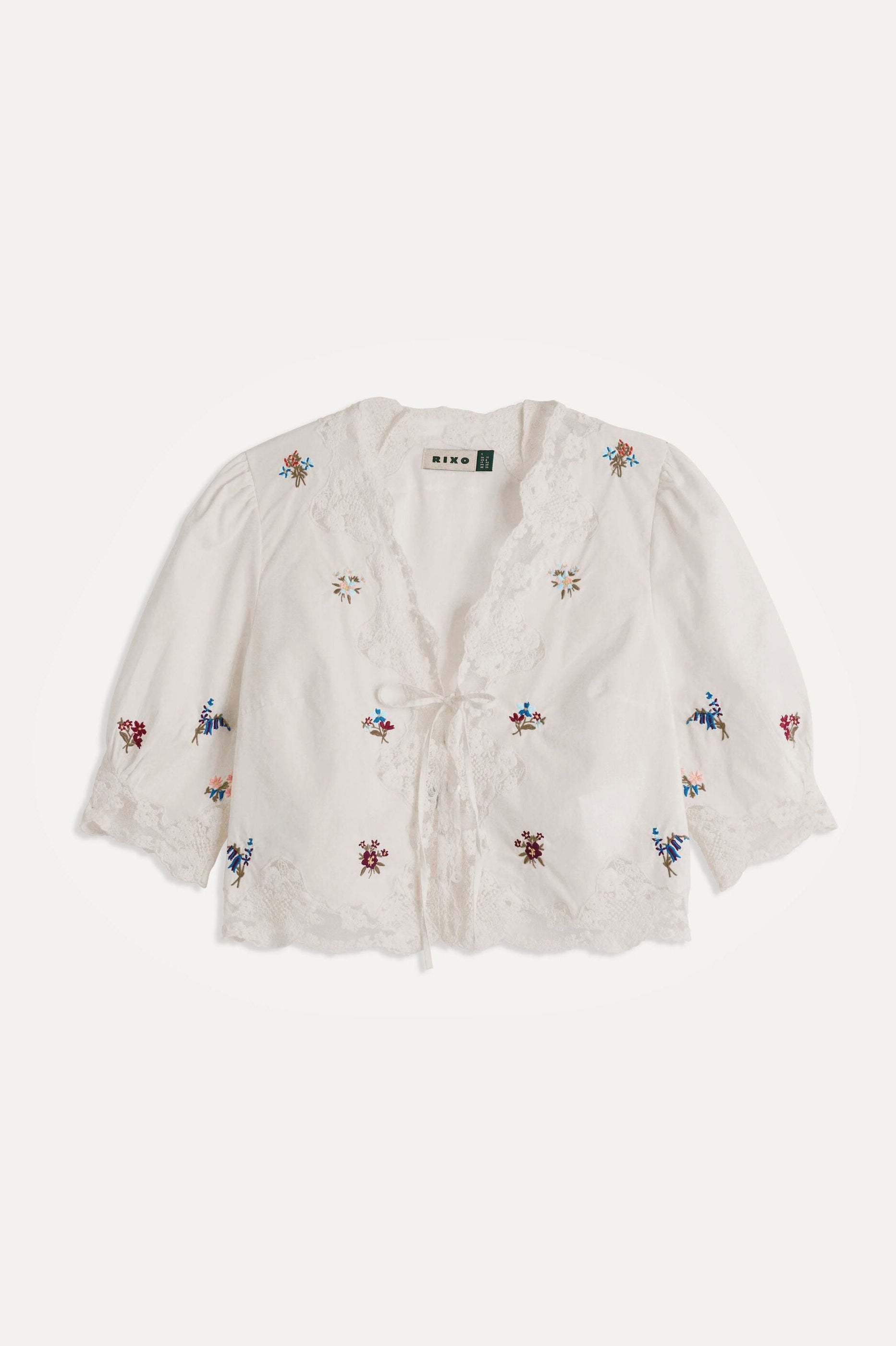 Rixo Ursula Embroidered Top - Bud Embroidery White
