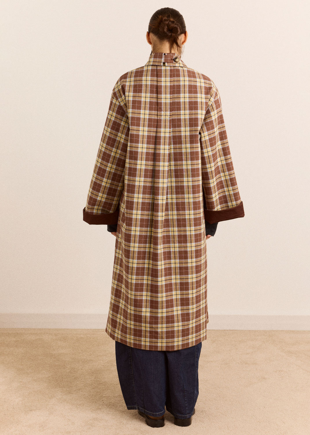 Damson Madder Reversible Longline Jerry Trench - Chocolate
