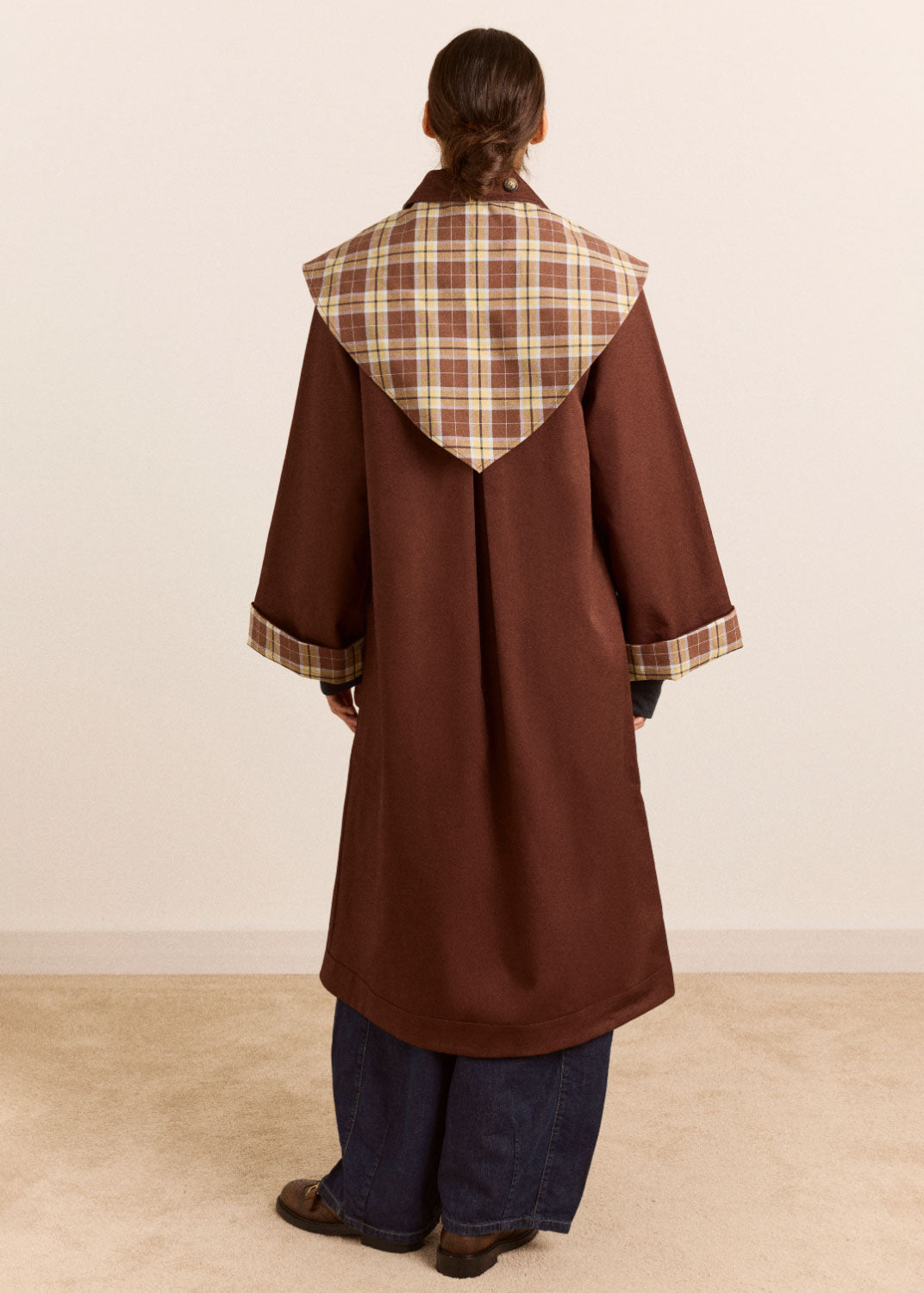Damson Madder Reversible Longline Jerry Trench - Chocolate