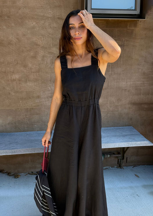 Lilly Pilly Keely Linen Jumpsuit - Black