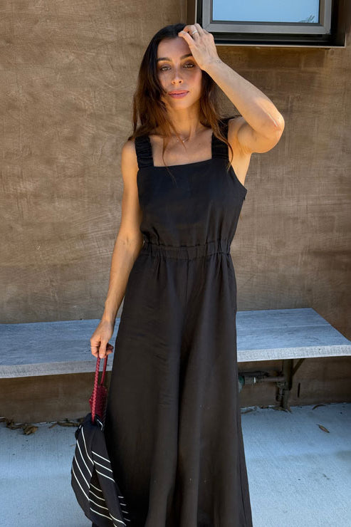 Lilly Pilly Keely Linen Jumpsuit - Black