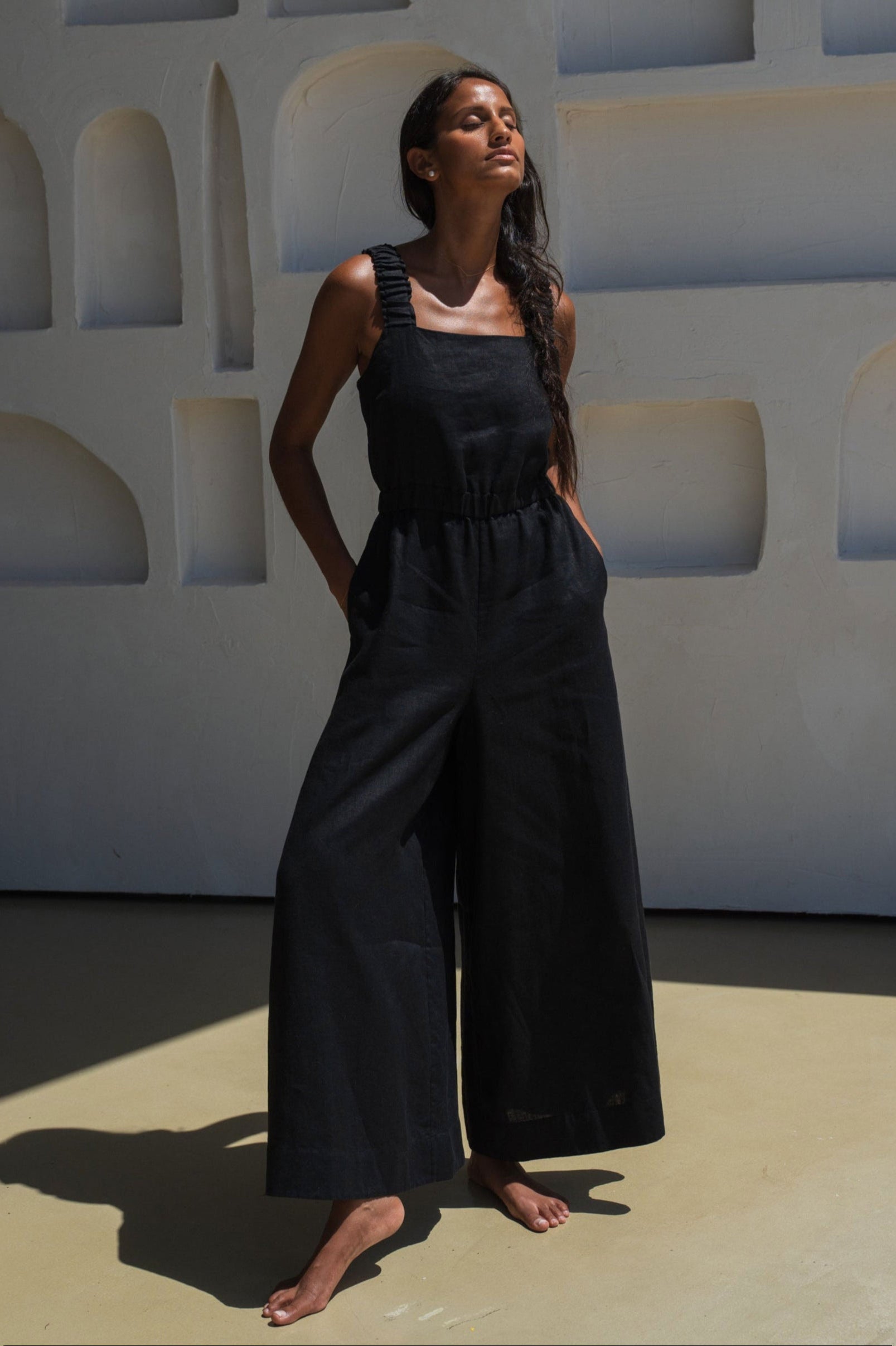 Lilly Pilly Keely Linen Jumpsuit - Black