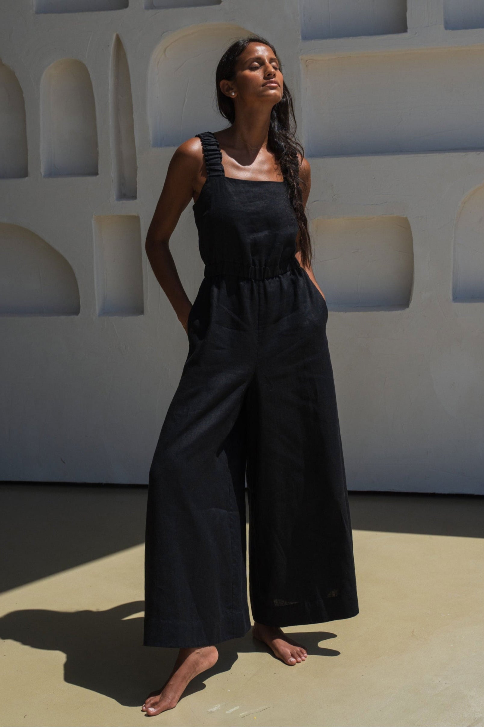 Lilly Pilly Keely Linen Jumpsuit - Black