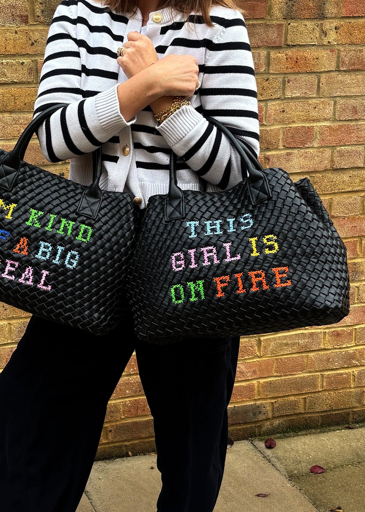 Lilly Loves THIS GIRL IS ON FIRE Woven Handbag