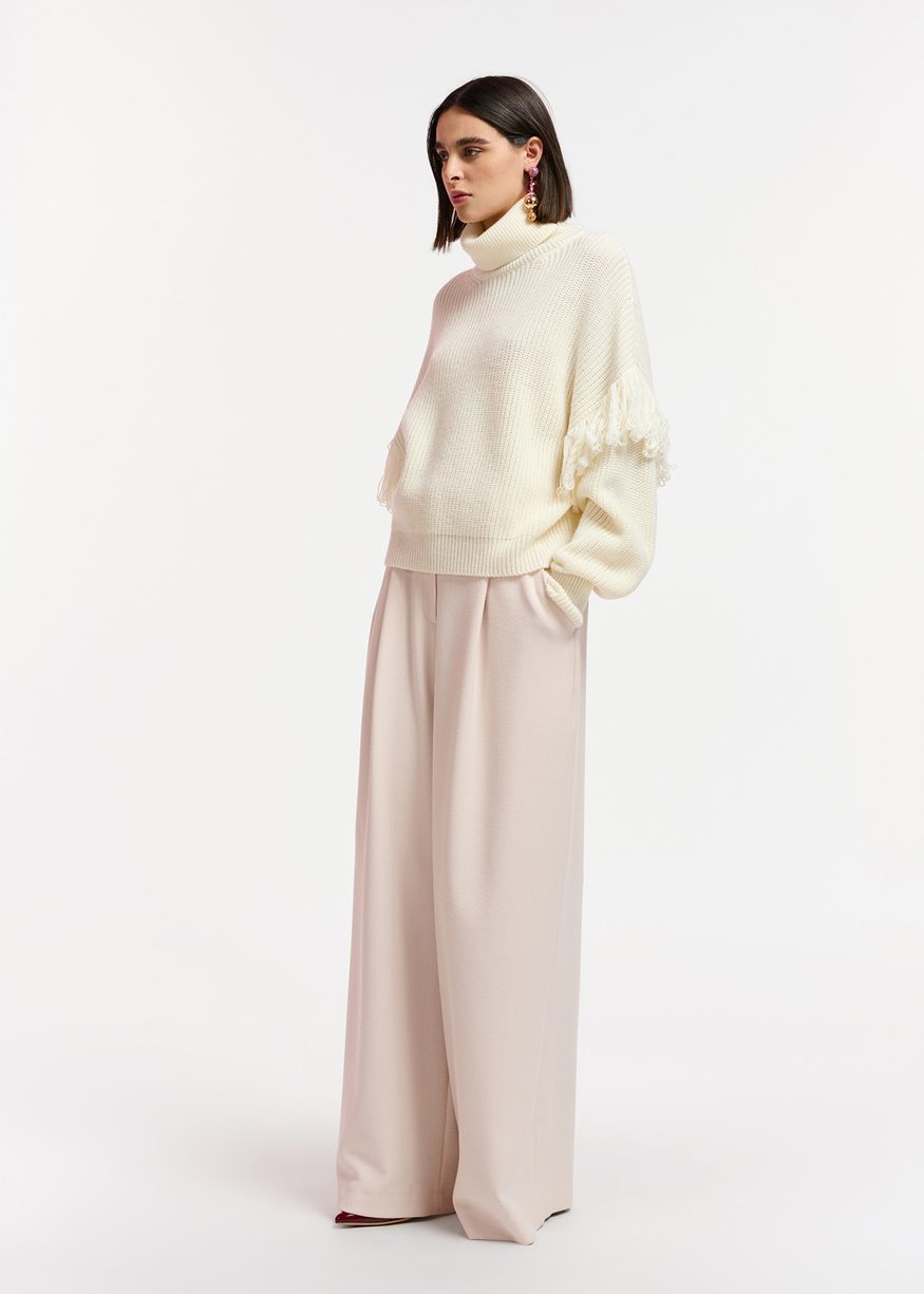 Essentiel Antwerp - Ejoy Knitted Pull with Fringes - Oat Meal