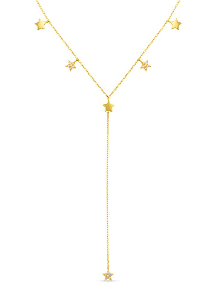 Orelia Crystal Multi Star Lariat Necklace