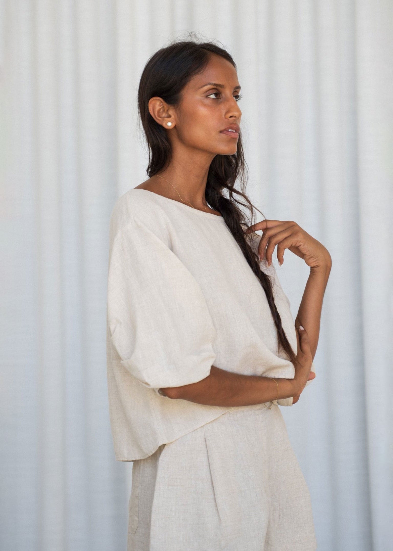Lilly Pilly Leia Linen Top - Oatmeal