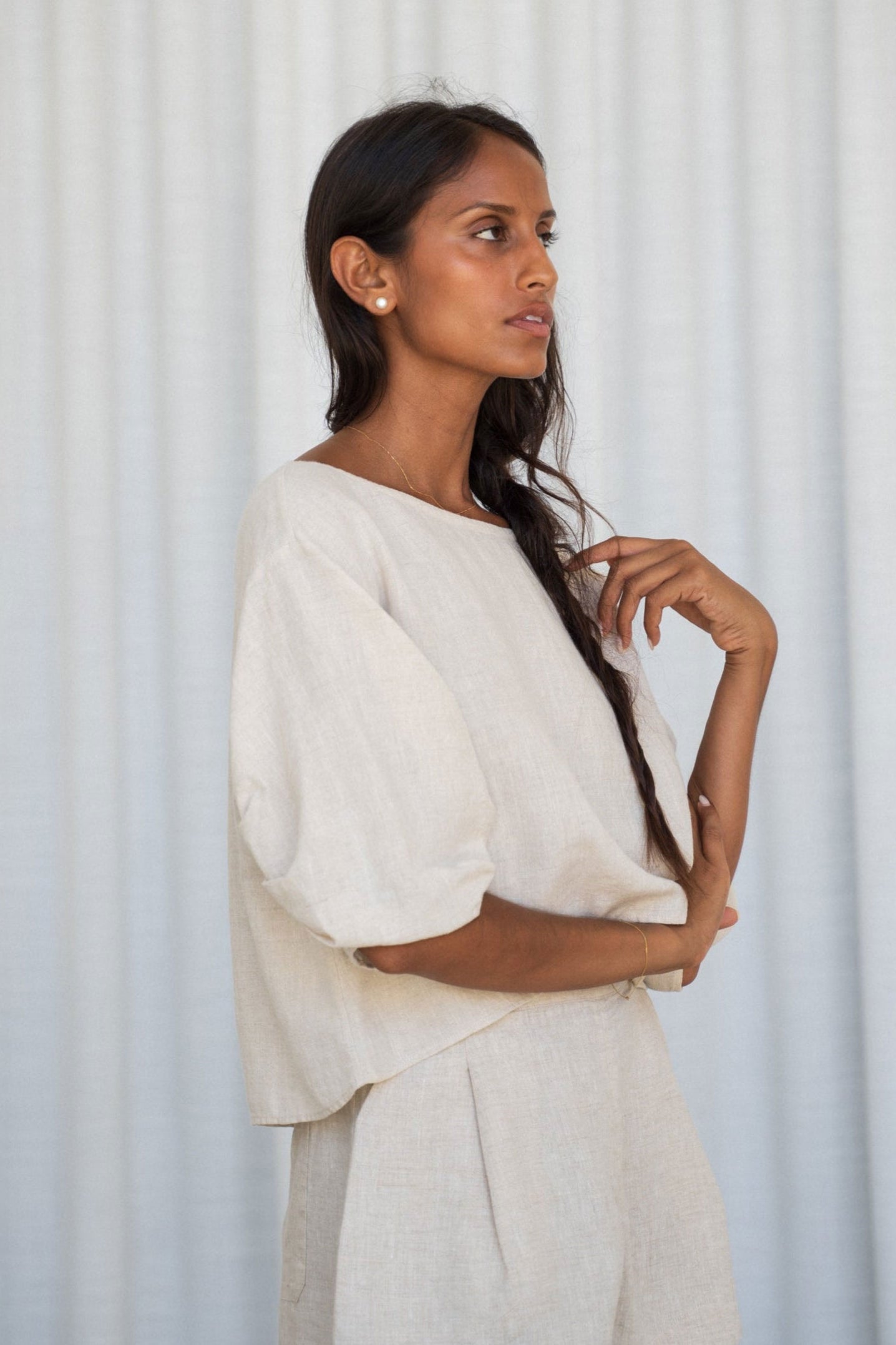 Lilly Pilly Leia Linen Top - Oatmeal