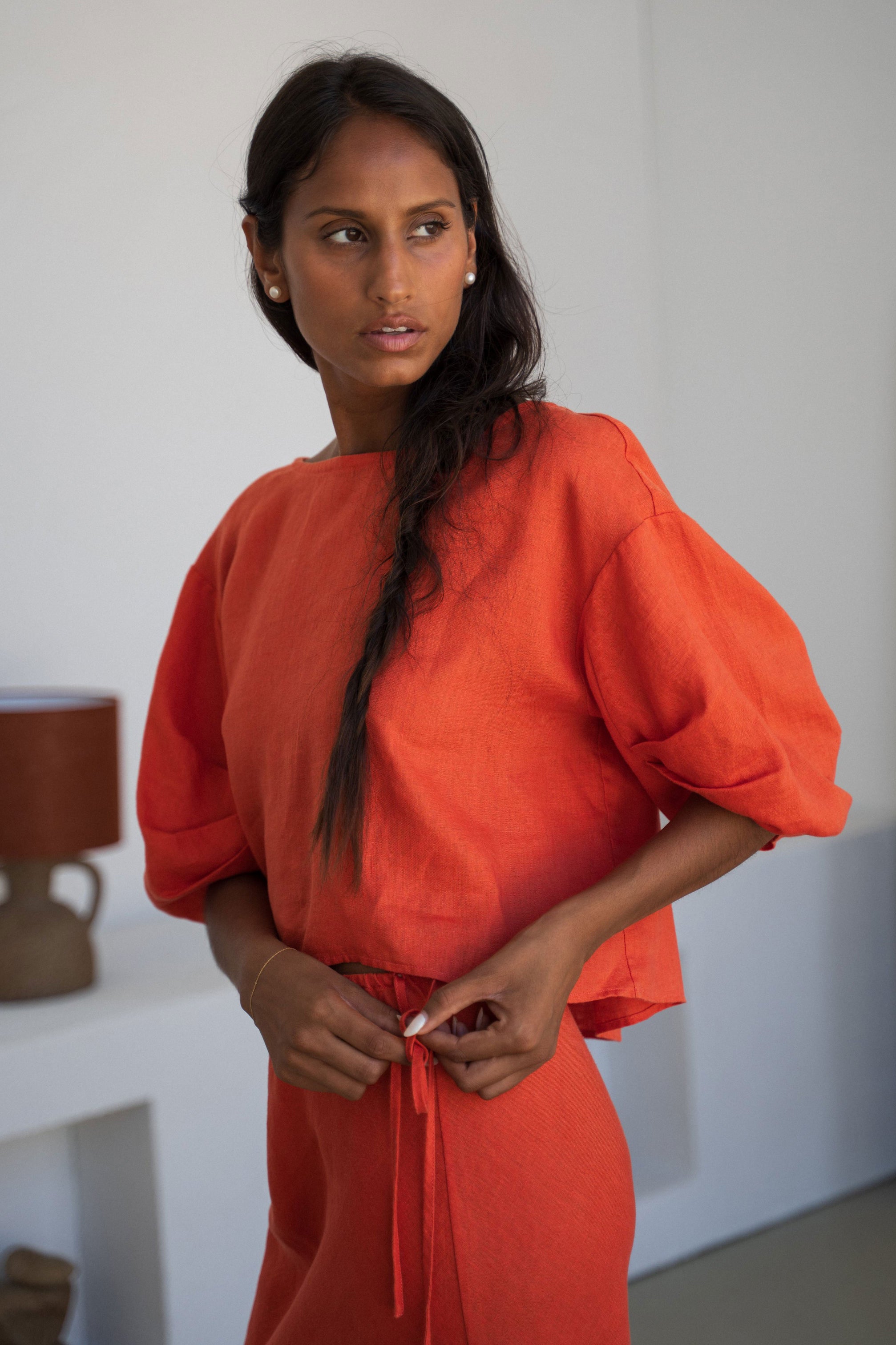 Lilly Pilly Leia Linen Top - Spritz