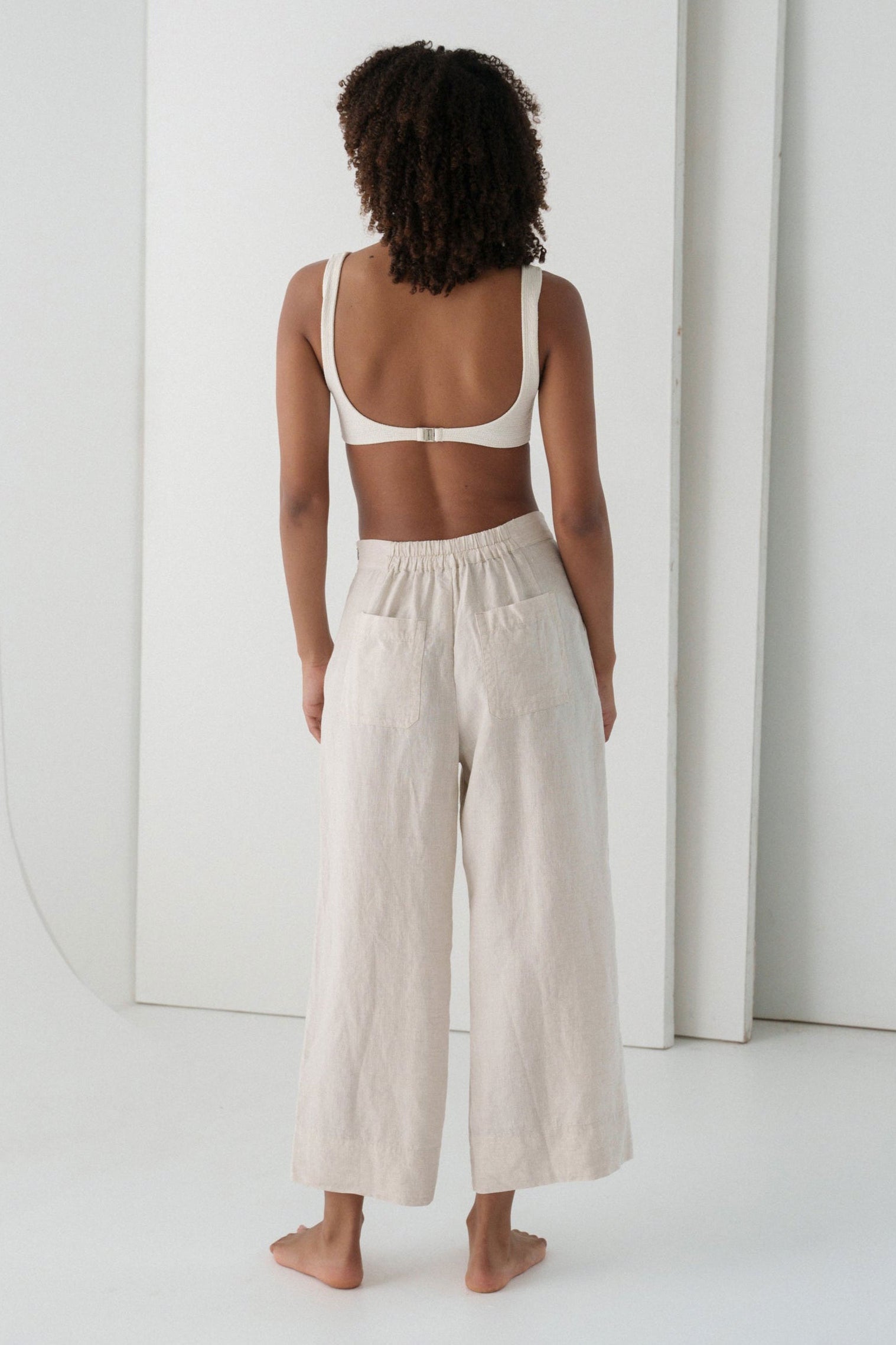 Lilly Pilly Ivy Linen Cropped Pants - Oatmeal