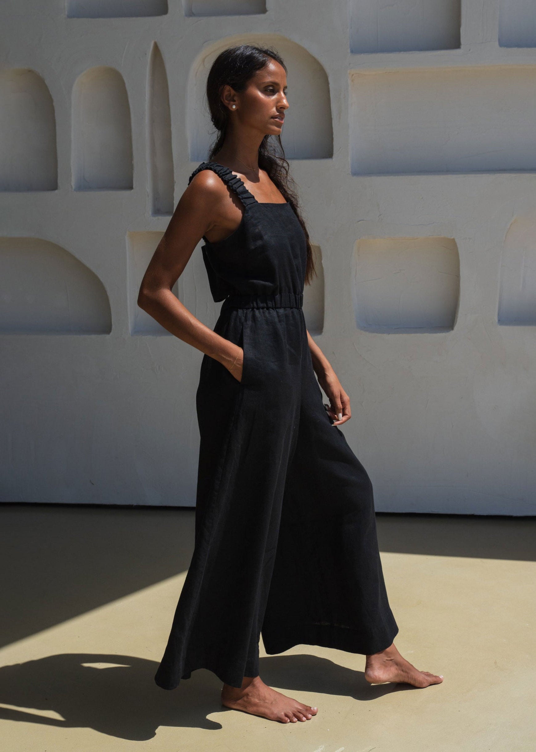 Lilly Pilly Keely Linen Jumpsuit - Black