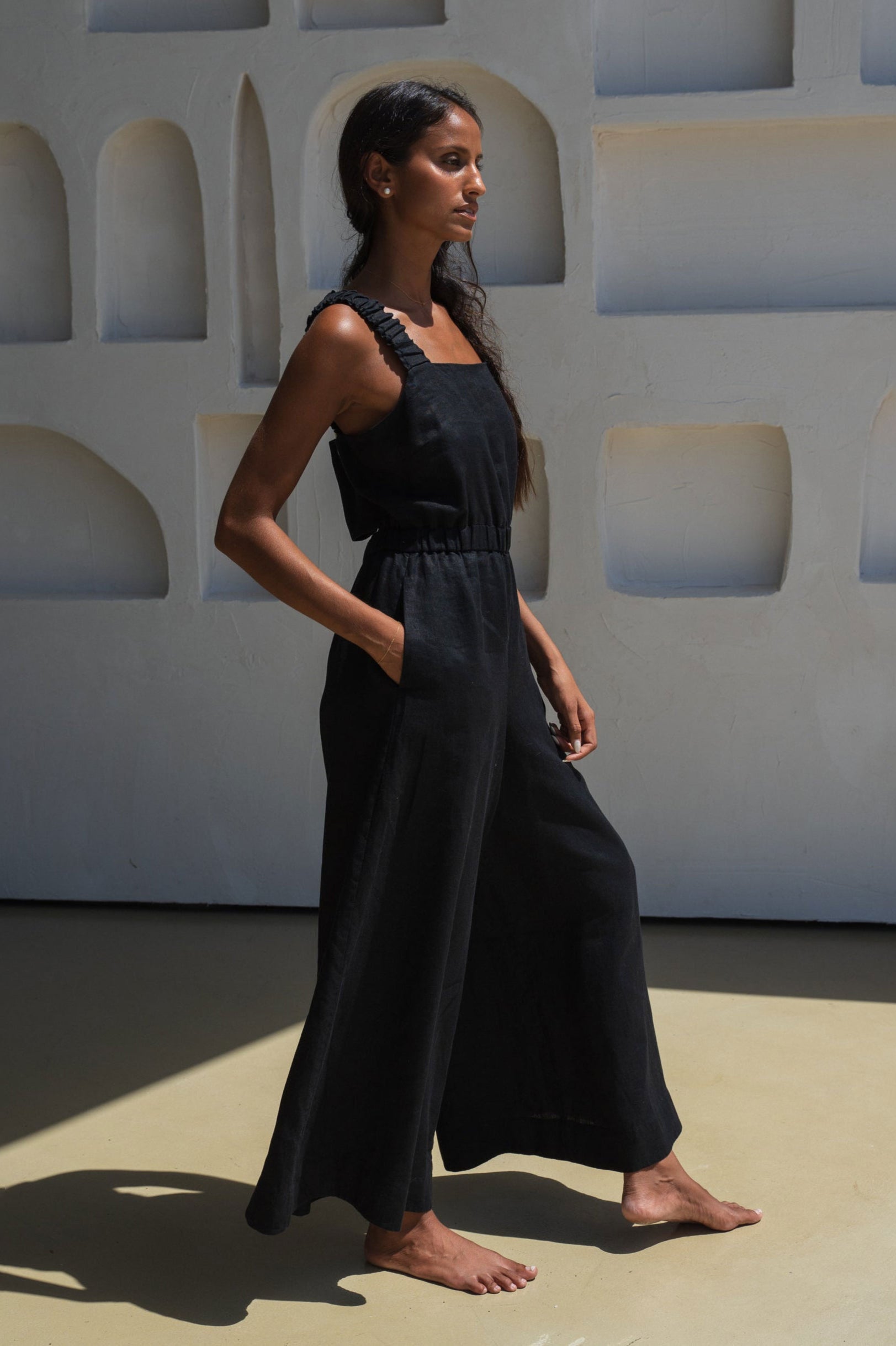 Lilly Pilly Keely Linen Jumpsuit - Black