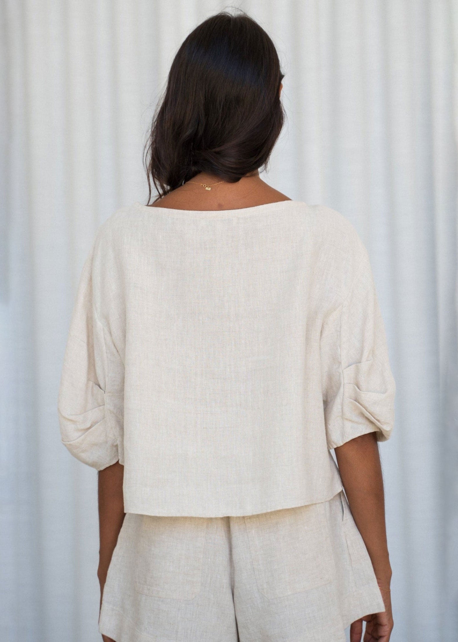 Lilly Pilly Leia Linen Top - Oatmeal
