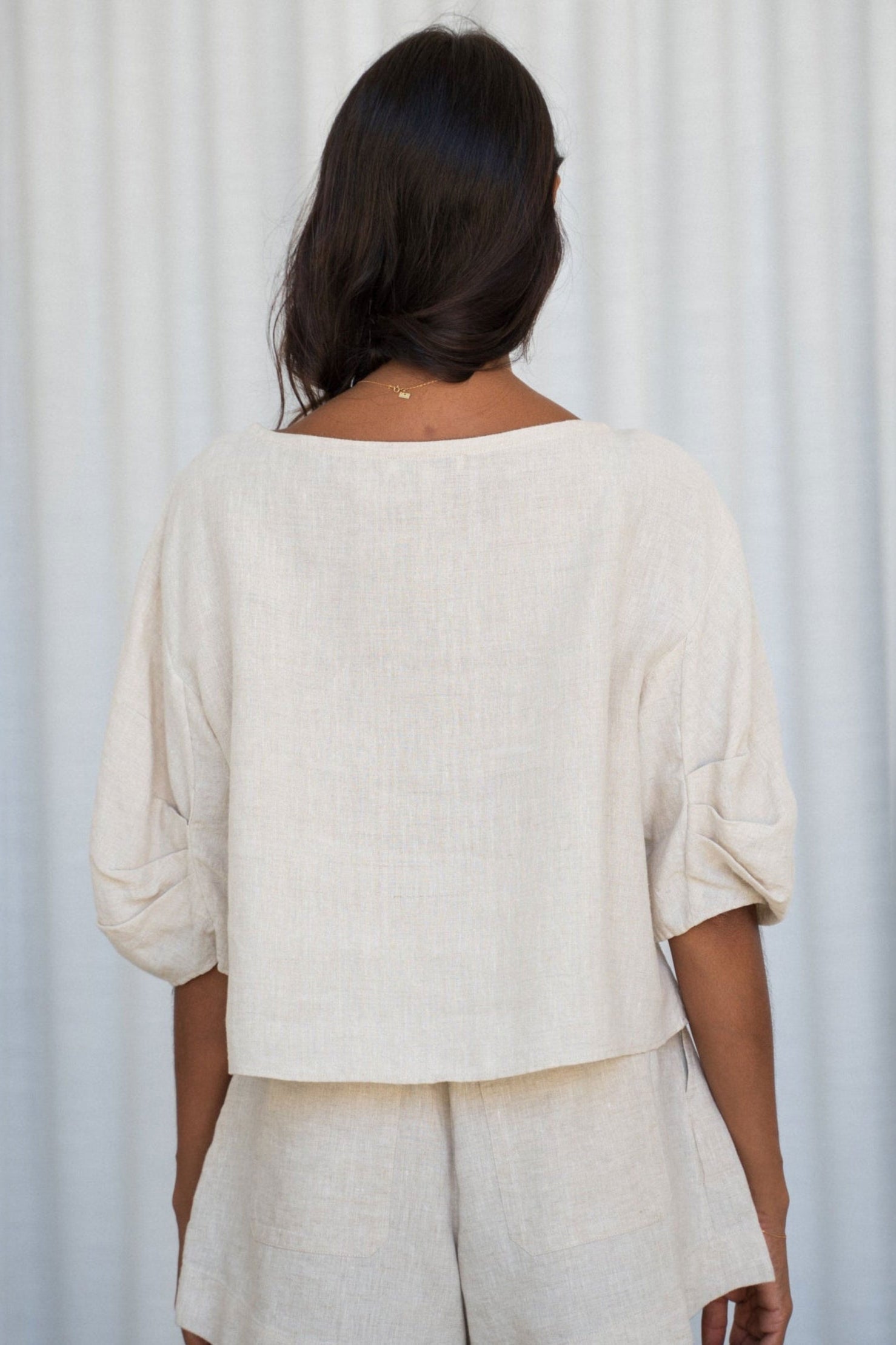 Lilly Pilly Leia Linen Top - Oatmeal