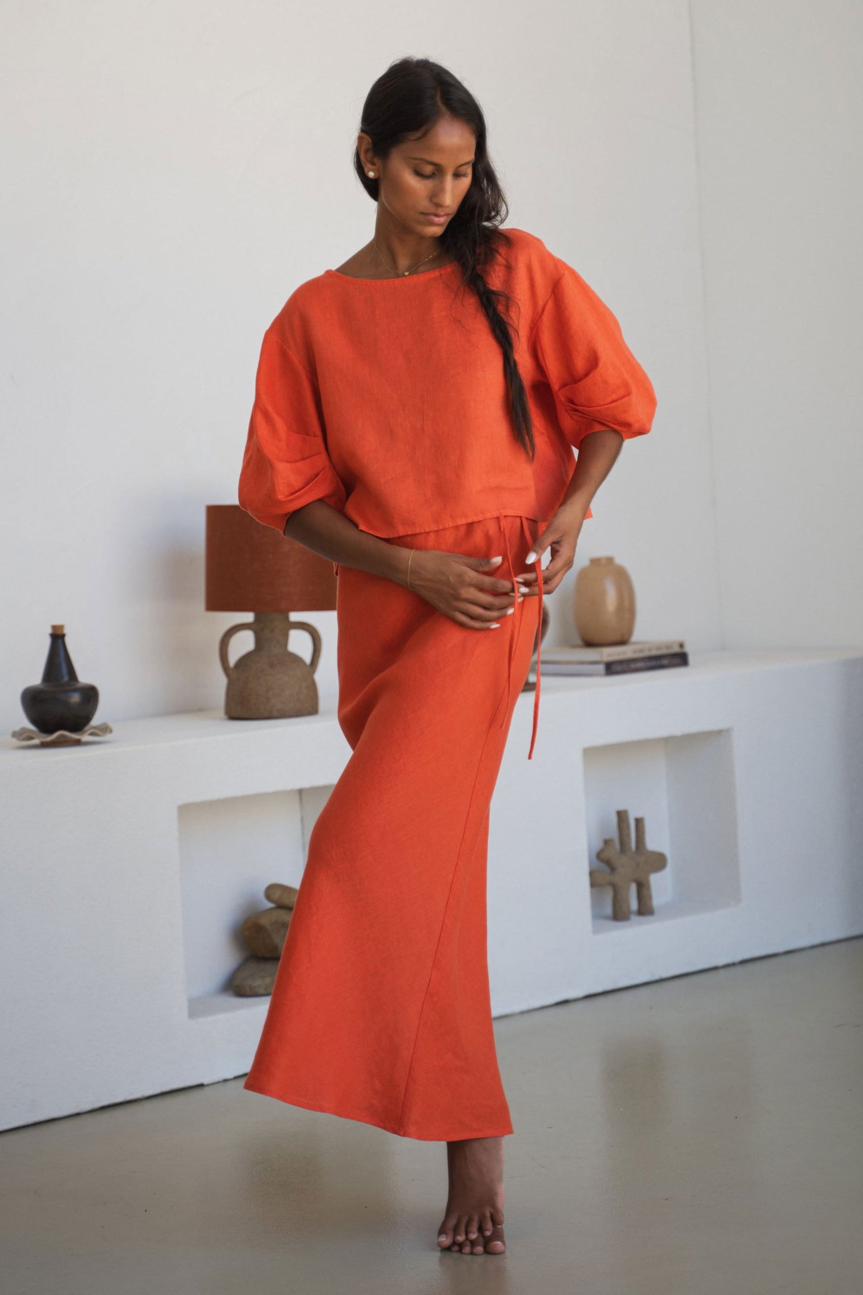 Lilly Pilly Leia Linen Top - Spritz