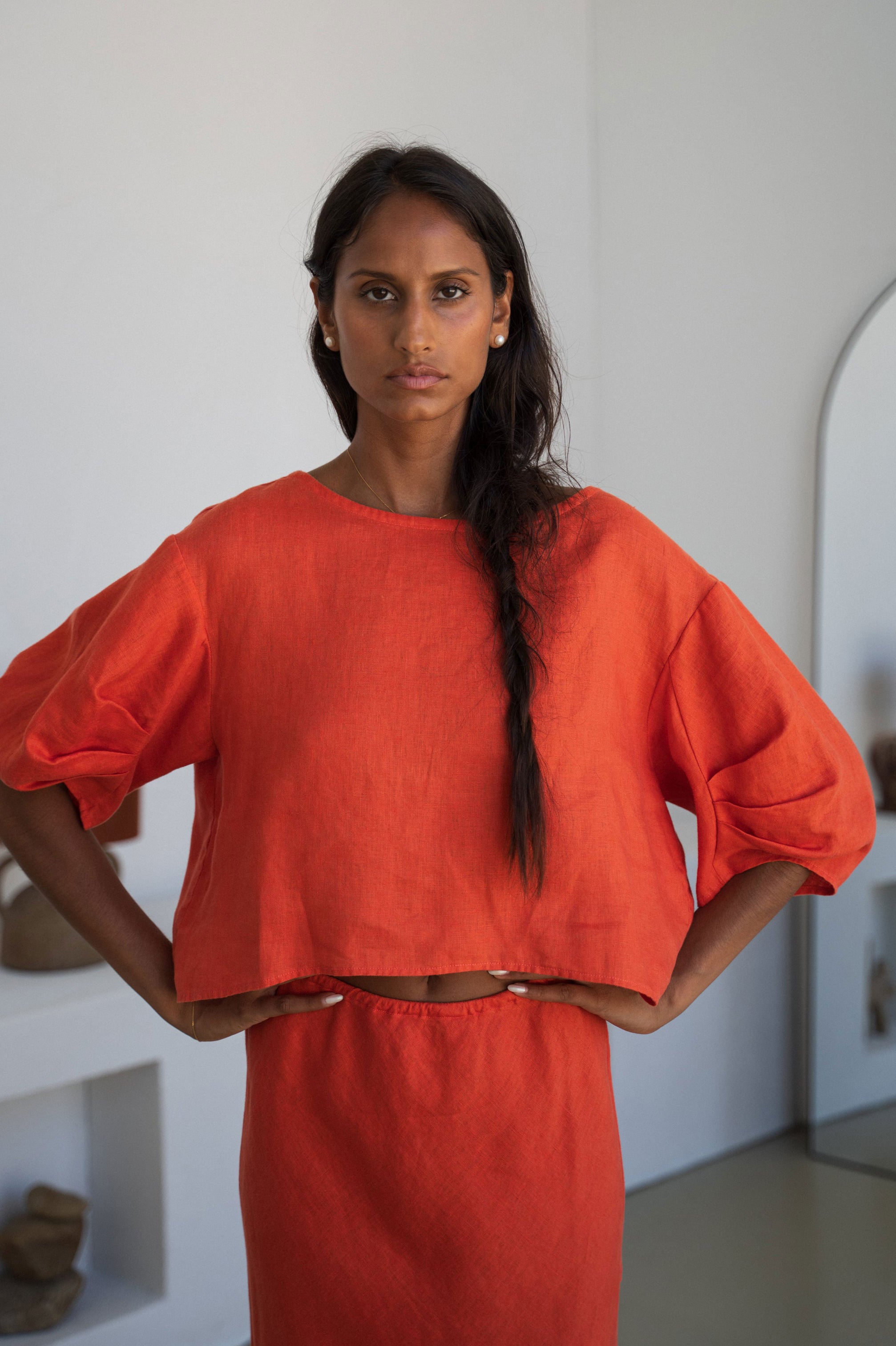 Lilly Pilly Leia Linen Top - Spritz