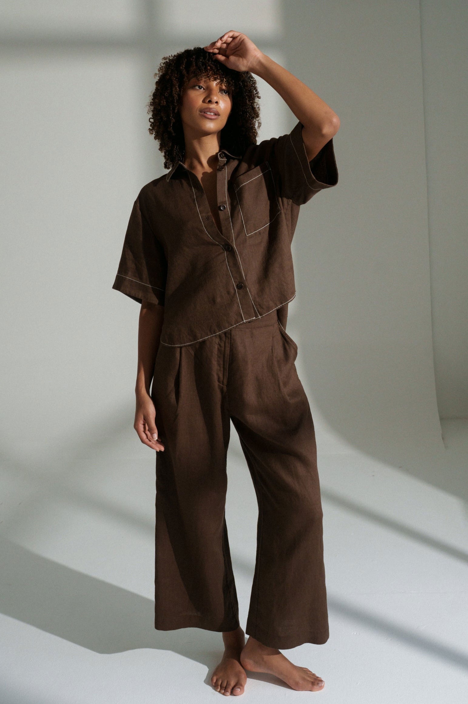 Lilly Pilly Rika Linen Pants - Chocolate