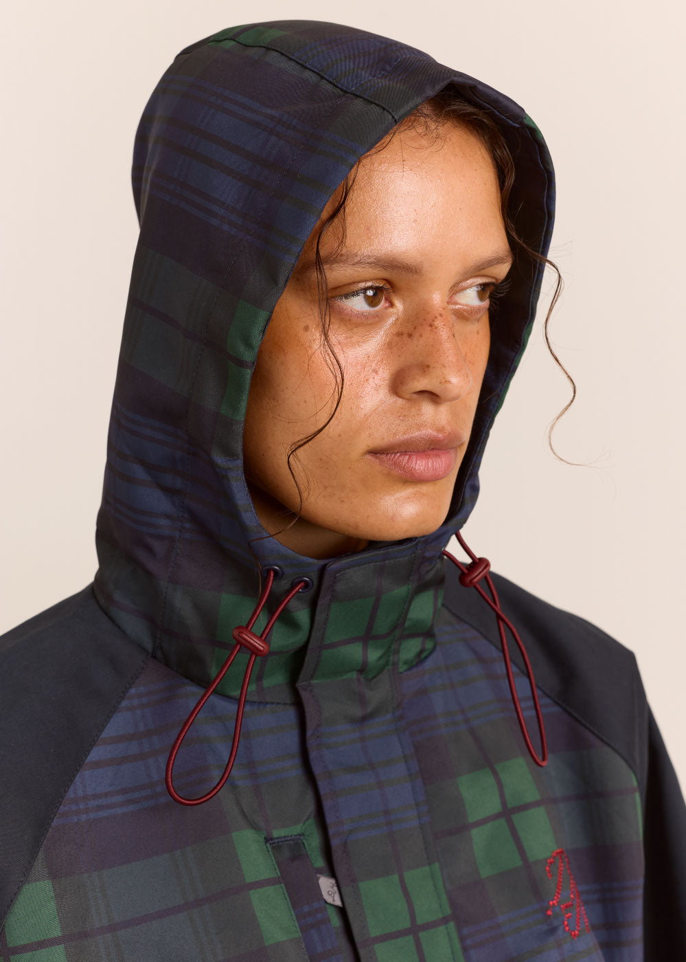 Damson Madder Liu Shower Proof Raincoat - Navy Check