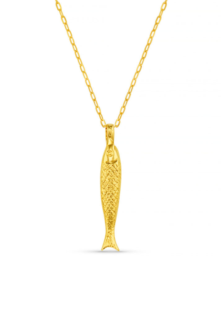 Orelia Textured Fish Charm Necklace