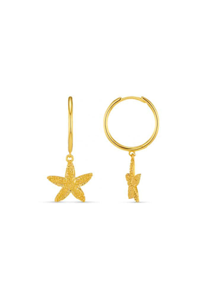 Orelia Starfish Drop Mid-Size Hoop Earrings