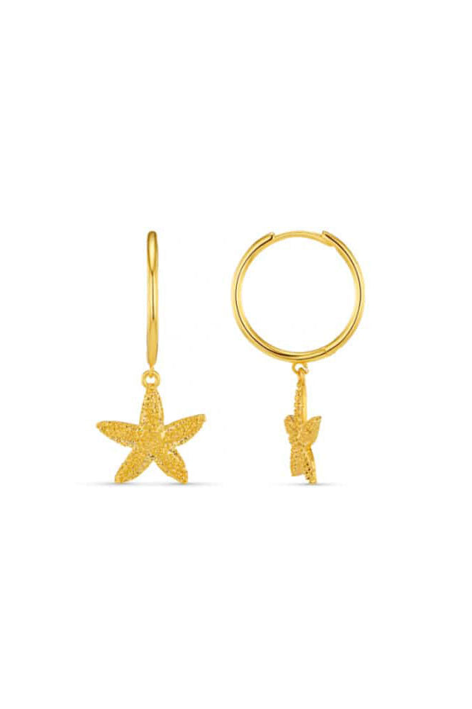 Orelia Starfish Drop Mid-Size Hoop Earrings