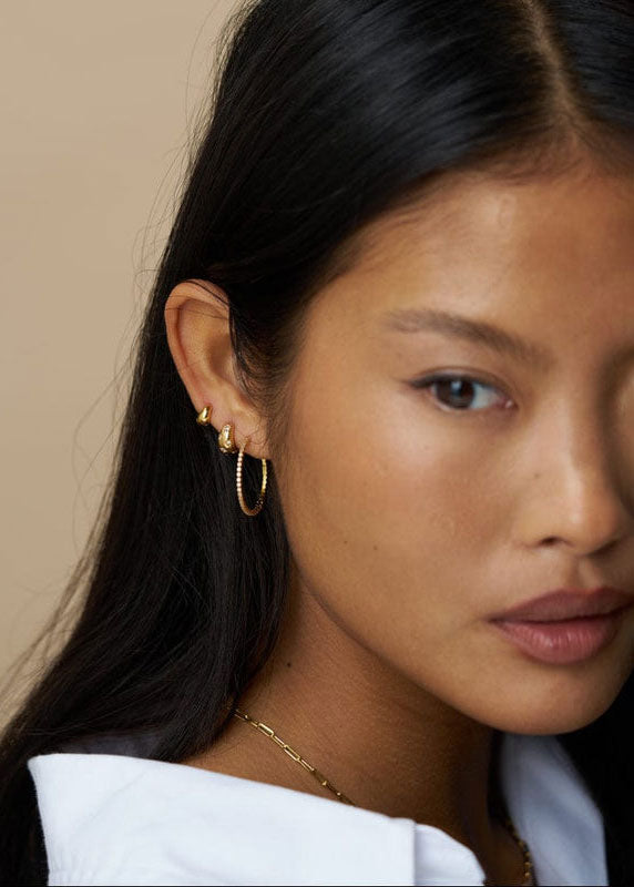 Orelia Fine Pavé Mid-Size Hoop Earrings