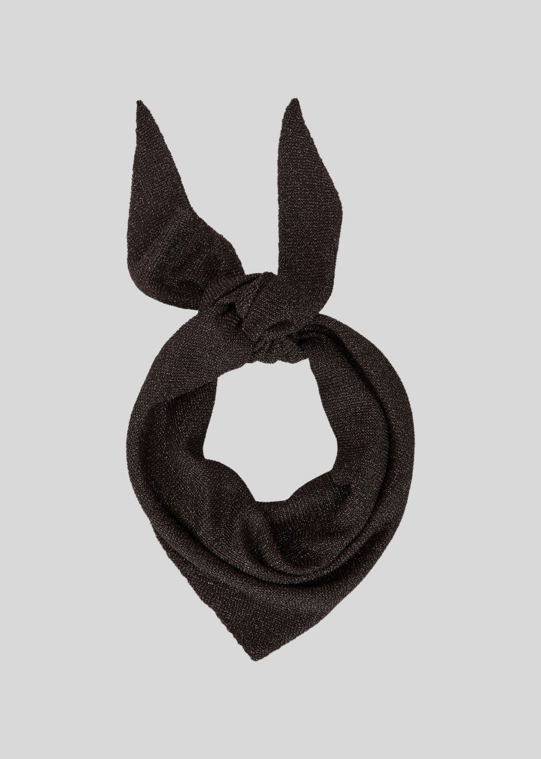 MSCH Copenhagen MSCH Copenhagen Shirley scarf in dark brown, silver lurex shimmer knotted into a bow shape
