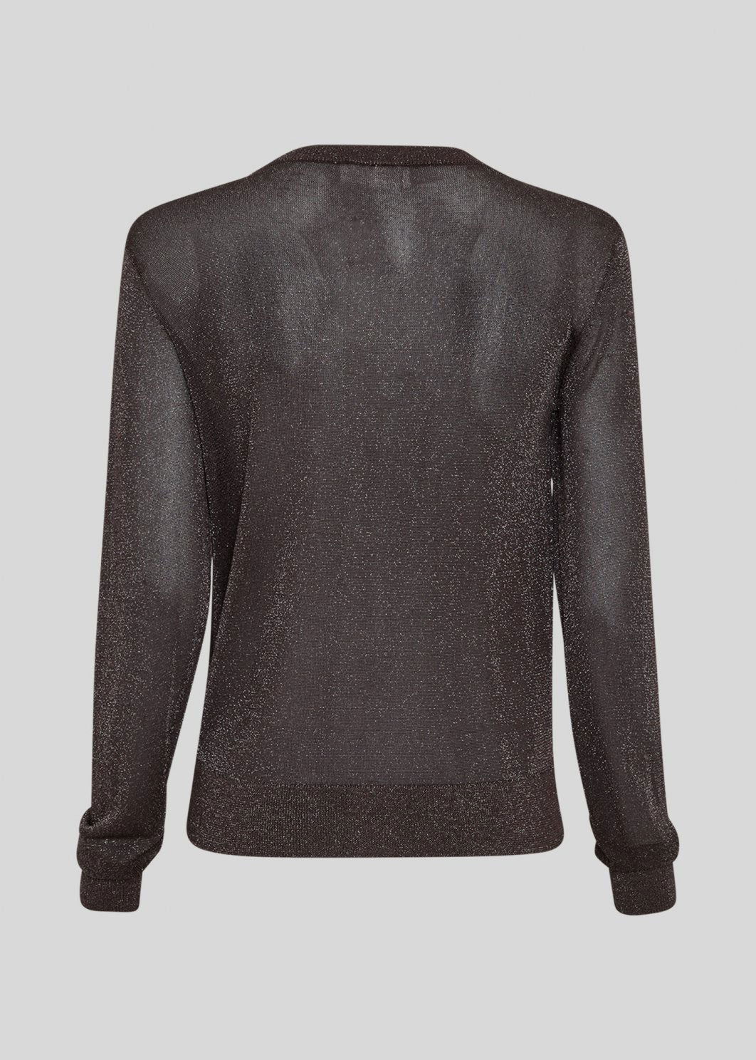 MSCH Copenhagen Back view, sheer glittering knit with a ribbed hem and cuffs