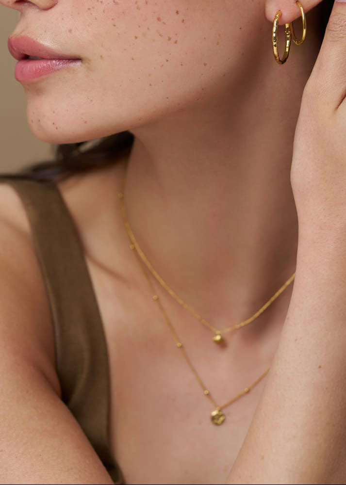Orelia Mini Shell & Molten Coin 2-Row Necklace