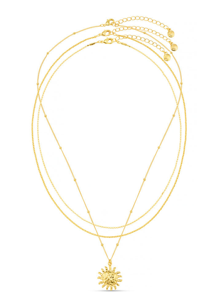 Orelia Molten Sun 3-Row Necklace