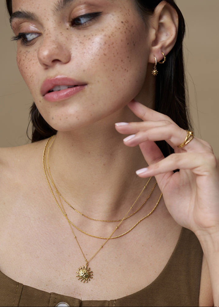 Orelia Molten Sun 3-Row Necklace