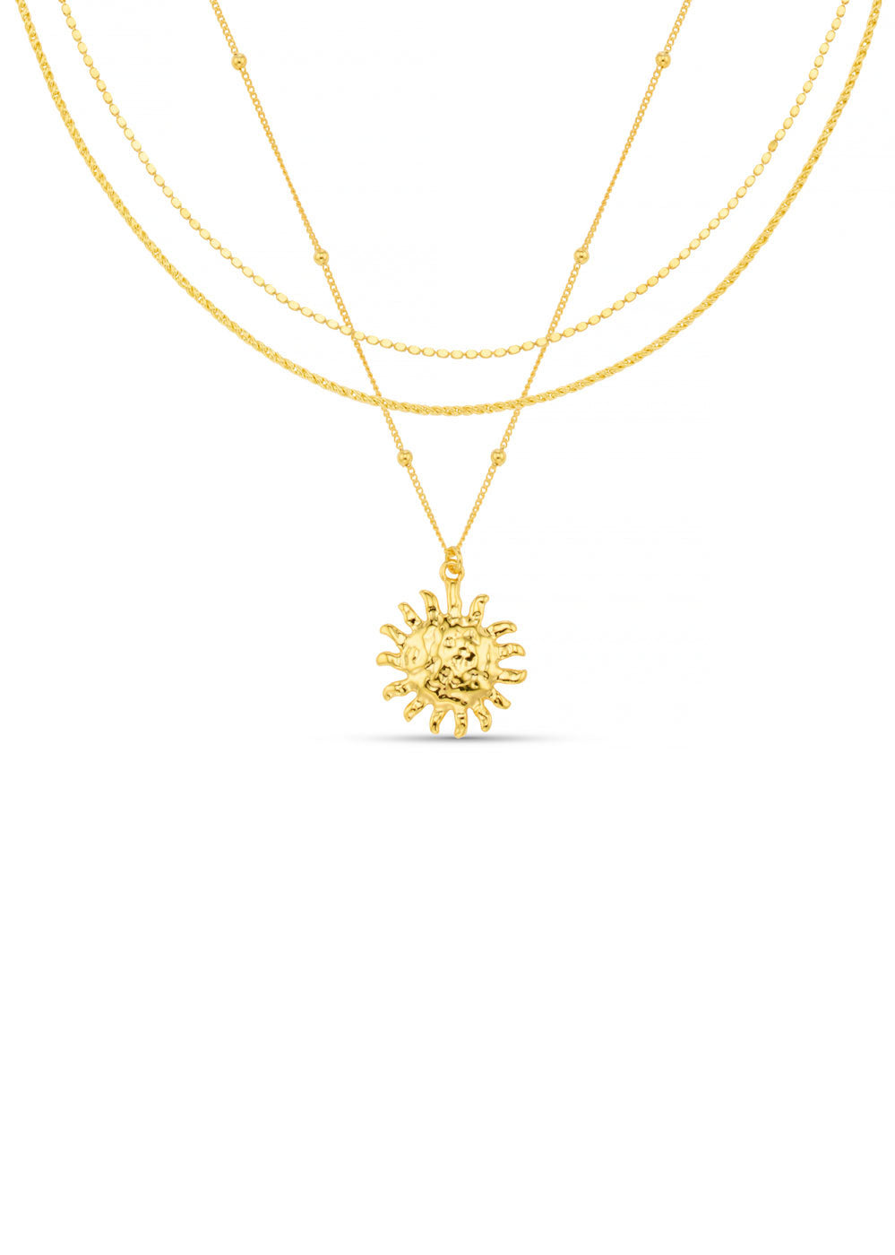 Orelia Molten Sun 3-Row Necklace