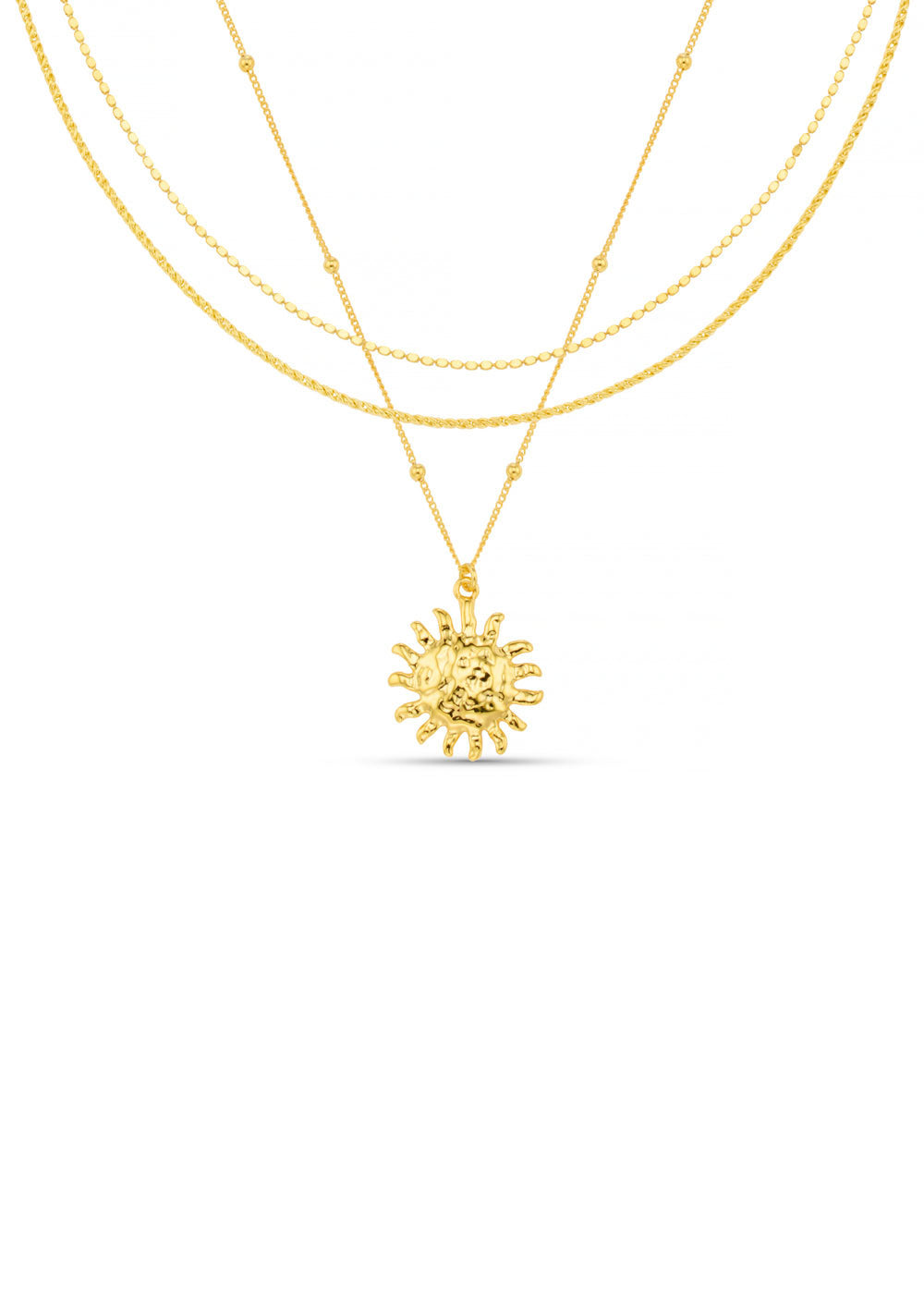 Orelia Molten Sun 3-Row Necklace